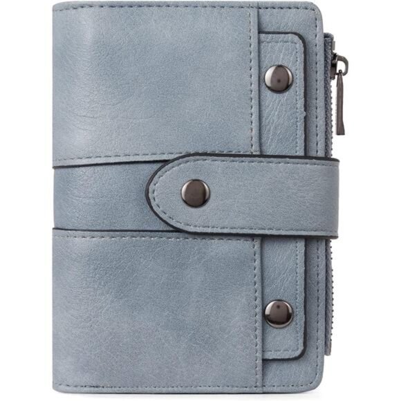 Small Wallet faux Leather Slim Light Blue - Picture 1 of 6